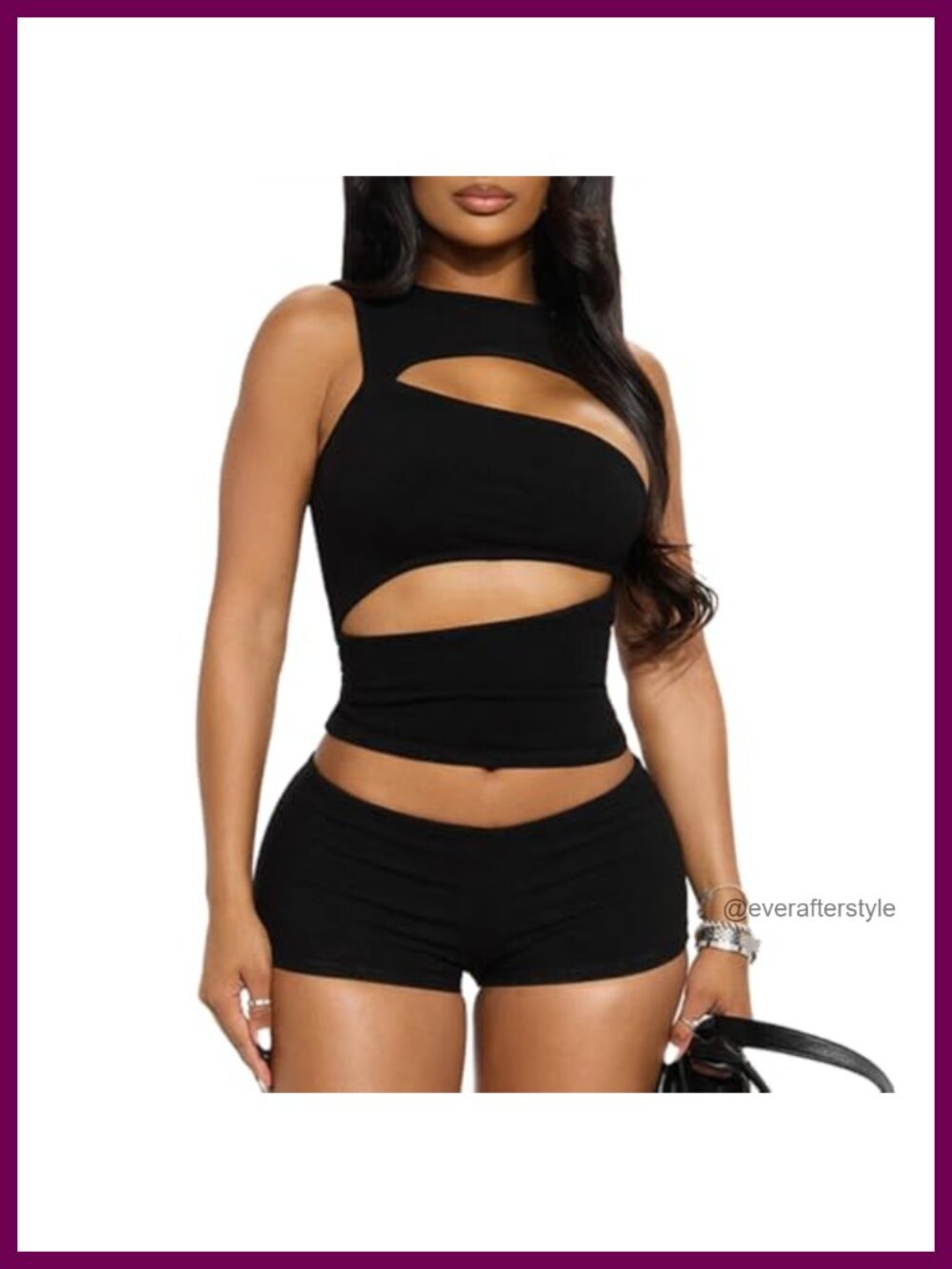 2 Piece Bodycon Shorts Set Cut Out Sleeveless Crop Top Y2K Club Streetwear